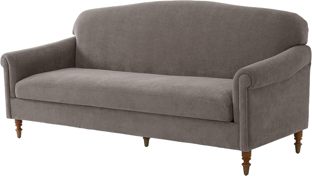 Christopher Knight Home Sola 77.5'' Modern Chenille Upholstered Loveseat Sofa with Rolled Armrest and Rubberwood Frame, 2-Seater Home Sofa Living Room, Comfy Couch for Hotel/Apartment, Brown