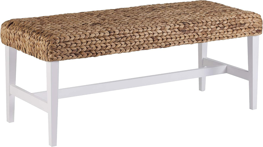 SEI Furniture Woven Coffee Table Bench, White
