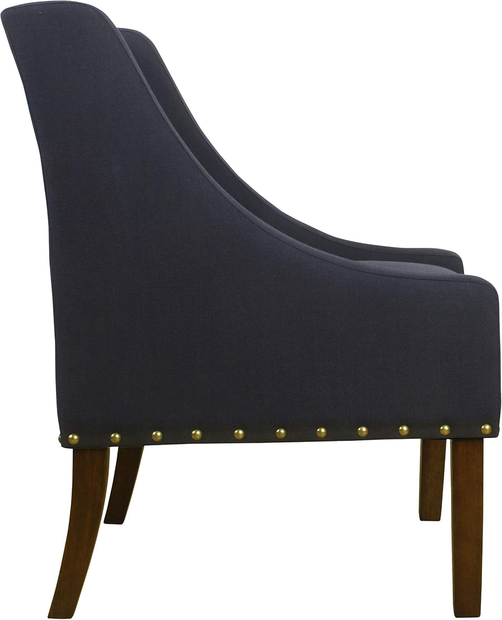 HomePop Home Decor | Upholstered Swoop Arm Accent Chair with Nailhead Trim | Accent Chairs for Living Room & Bedroom | Decorative Home Furniture, Deep Navy