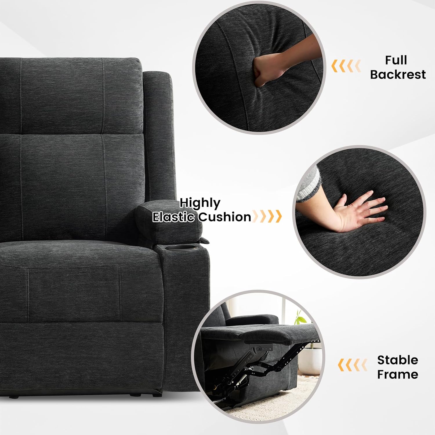 Loveseat Recliner, Double Recliner Loveseat with Adjustable Footrest & Cup Holder, Wall Hugger Recliner for Living Room & Home Theater & RV(Black)