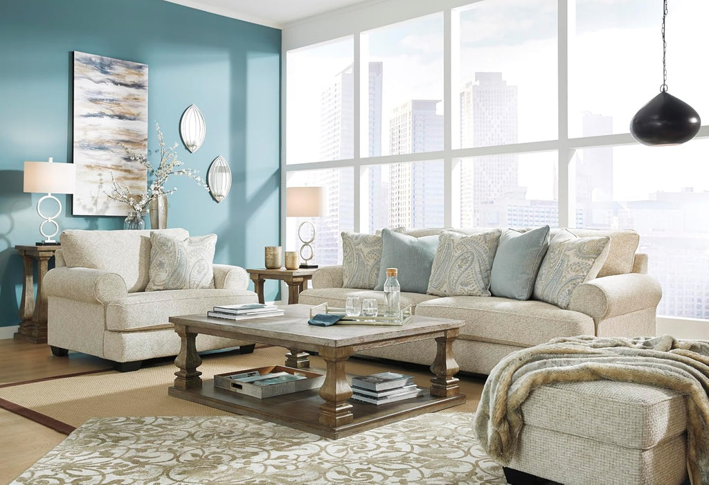 Signature Design by Ashley Monaghan Classic Upholstered Ottoman, Beige