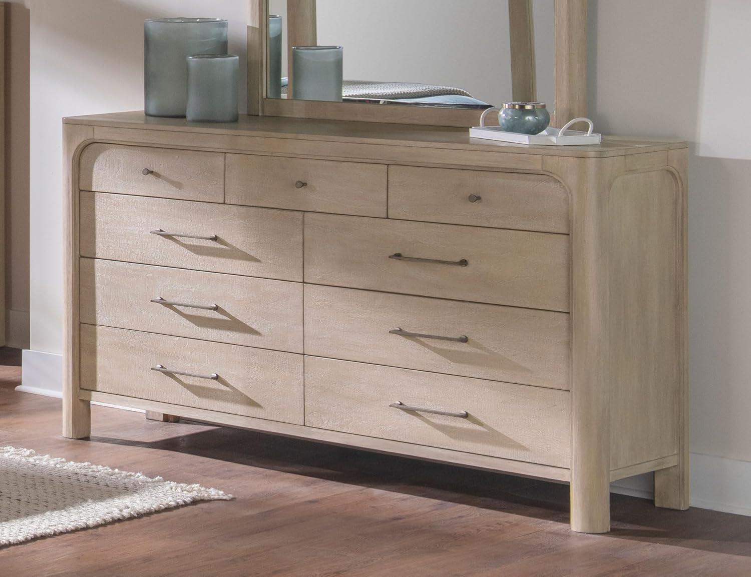 Coaster Home Furnishings - Solano - Wood - 9-Drawer Bedroom Dresser with Mango Veneer, Hidden Jewelry Tray, Felt-Lined Top Drawers and Arched Corners - Bedroom - Weathered Mango - 222523