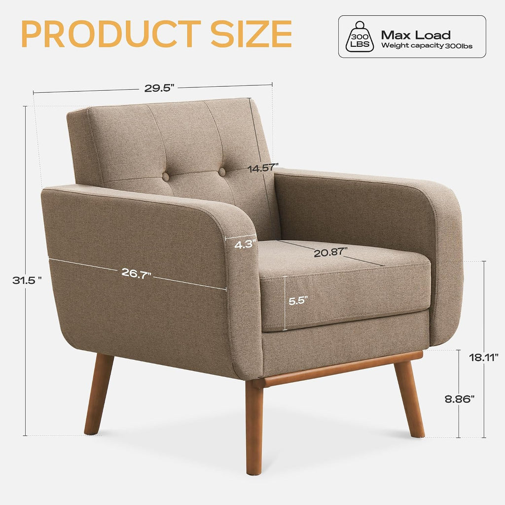 HUIMO Living Room Set, Button Tufted Living Room Furniture Sets, Upholstered Modern Couch Set with Solid Frame, Sofa Set for Living Room (Brown, 3 Piece Set-1*loveseat+2*Chair)