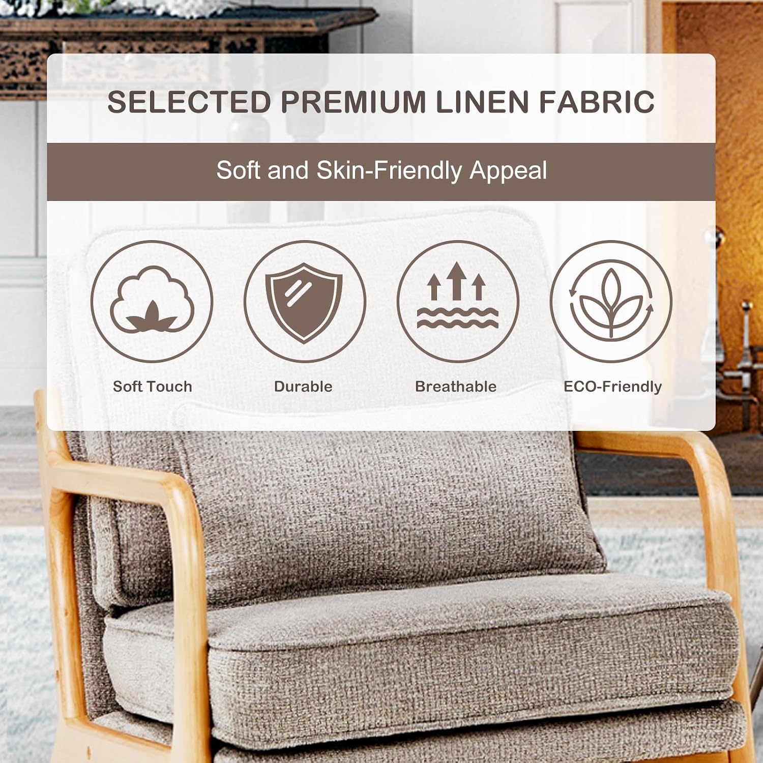 MALOL Mid-Century Accent Chair Set of 2 with Solid Wood Frame, Reading Relaxing Armchair Lumbar Pillow&Soft Cushion, Leisure Chair for Living Room, Bedroom, Waiting Room-Grey