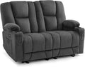 MCombo Zero Gravity Loveseat Power Reclining Sofa with Console, Heat and Vibration Massage, Recliner Couch for Living Room, Fabric 6035SET (Grey, Loveseat)