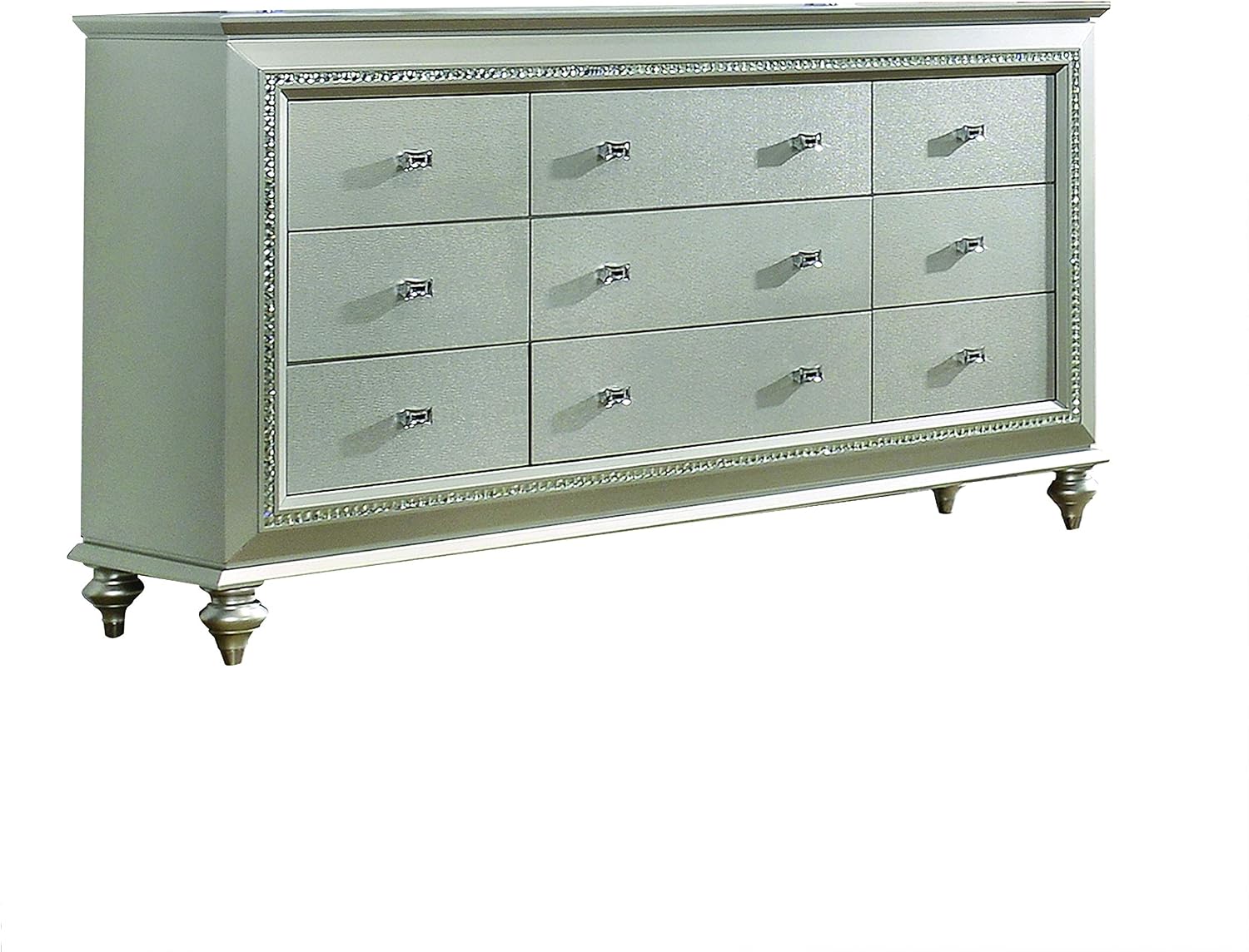 Acme Kaitlyn Rectangular Wood 9-Drawer Dresser with in Champagne White