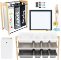 Humble Crew Kids Toy Storage Organizer with Bins, Laundry Hamper & Cleaning Set, Playroom Organization System with Whiteboard & Accessories