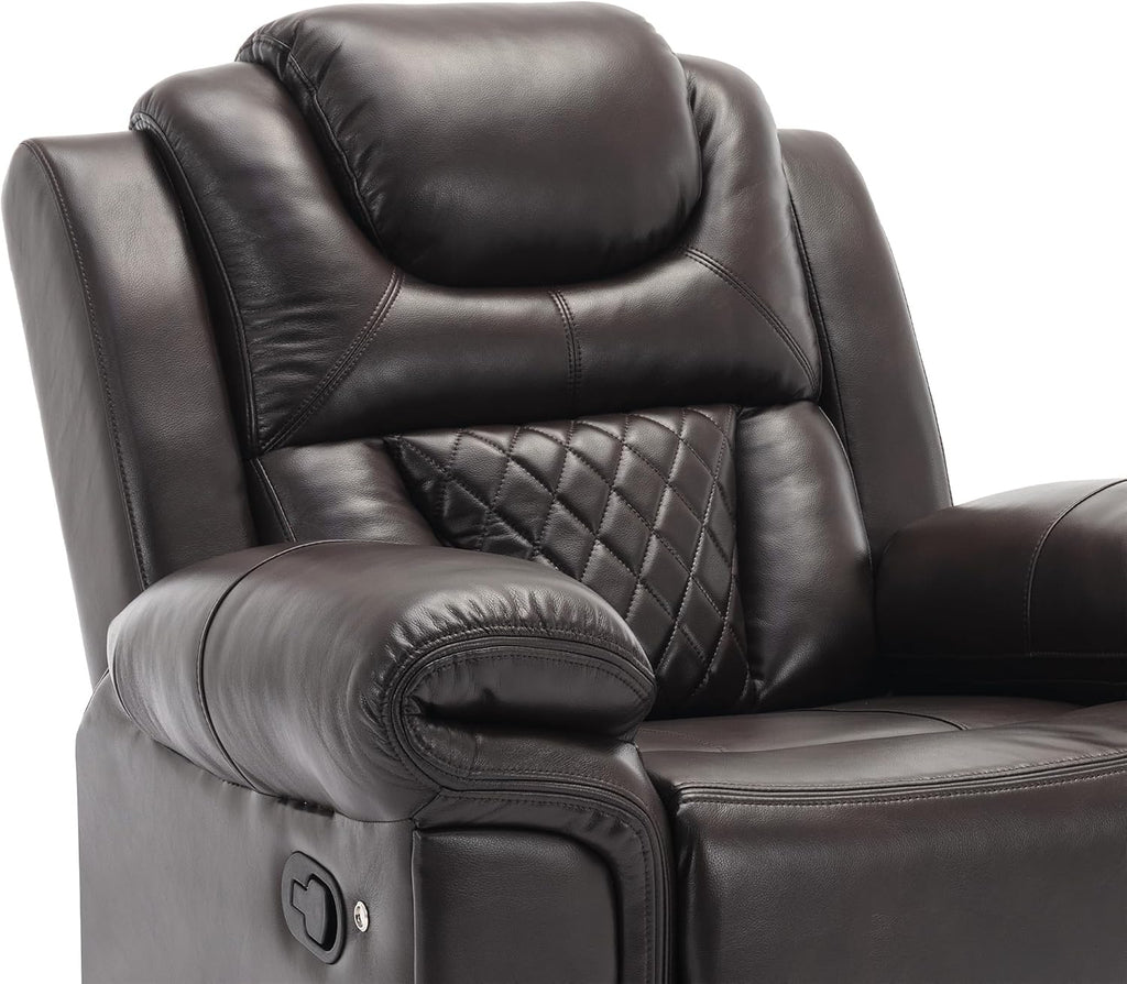ERYE Manual Recliner Chair with LED Light Strip for Living Room, Bedroom, Manual Reclining Home Theater Seating Armchair, Faux Leather Tufted