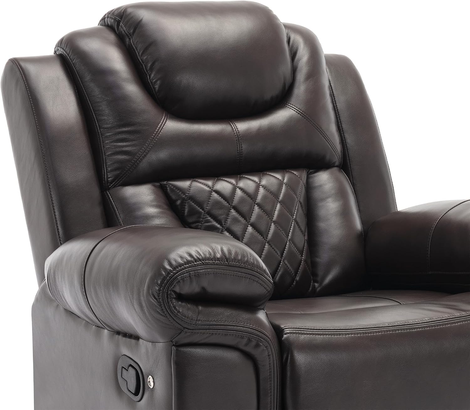ERYE Manual Recliner Chair with LED Light Strip for Living Room, Bedroom, Manual Reclining Home Theater Seating Armchair, Faux Leather Tufted