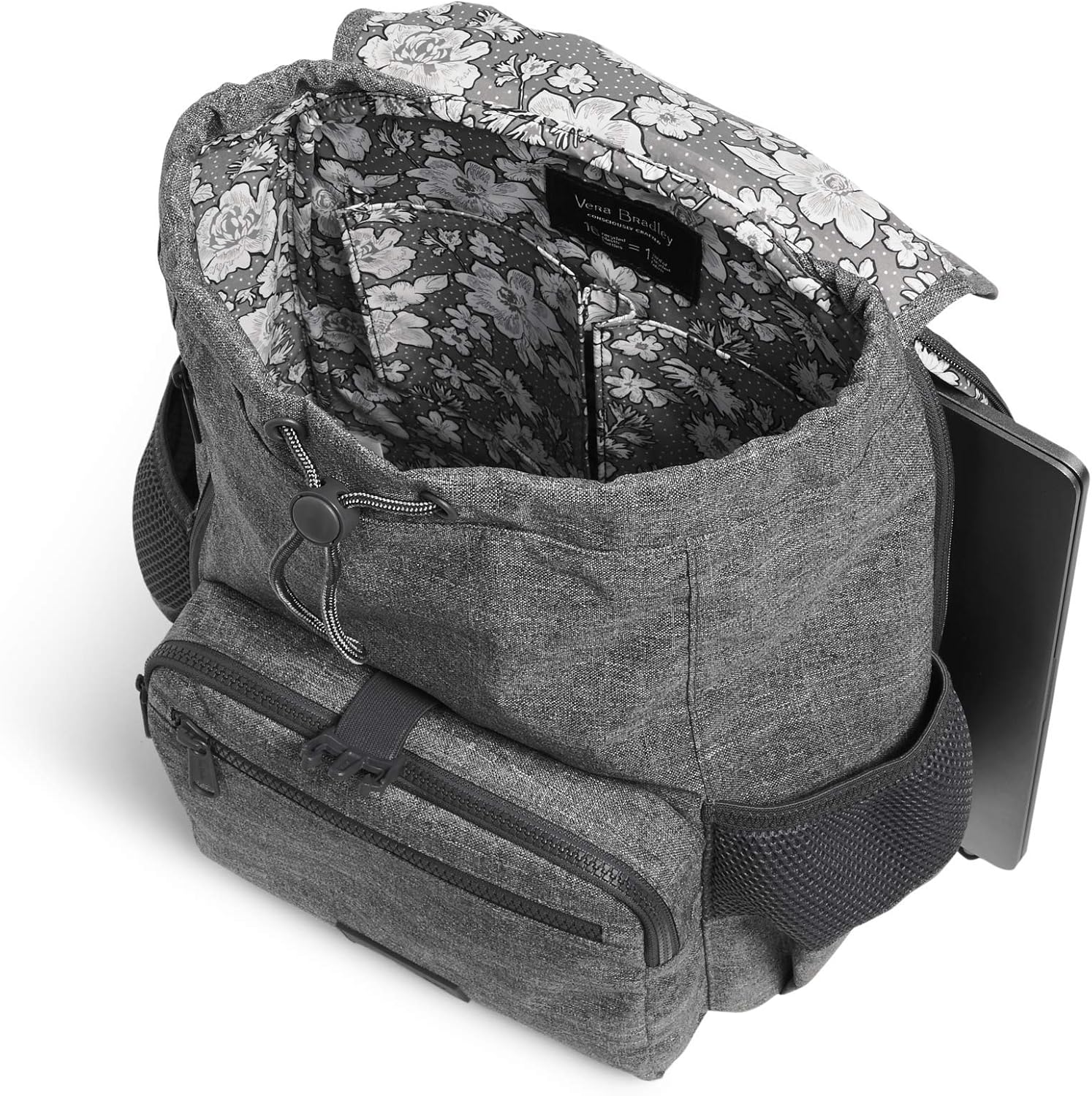 Vera Bradley Women's Recycled Lighten Up Reactive Daytripper Backpack, Gray Heather, One Size