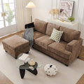 85'' L Shaped Couch with Armrest Organizer,3 Seats Sofas with Movable Ottoman,Comfy Sectional Sofa with Thick Cushion,Chenille Sectional Couches for Living Room,Bedroom,Apartment,Home Furniture,Brown