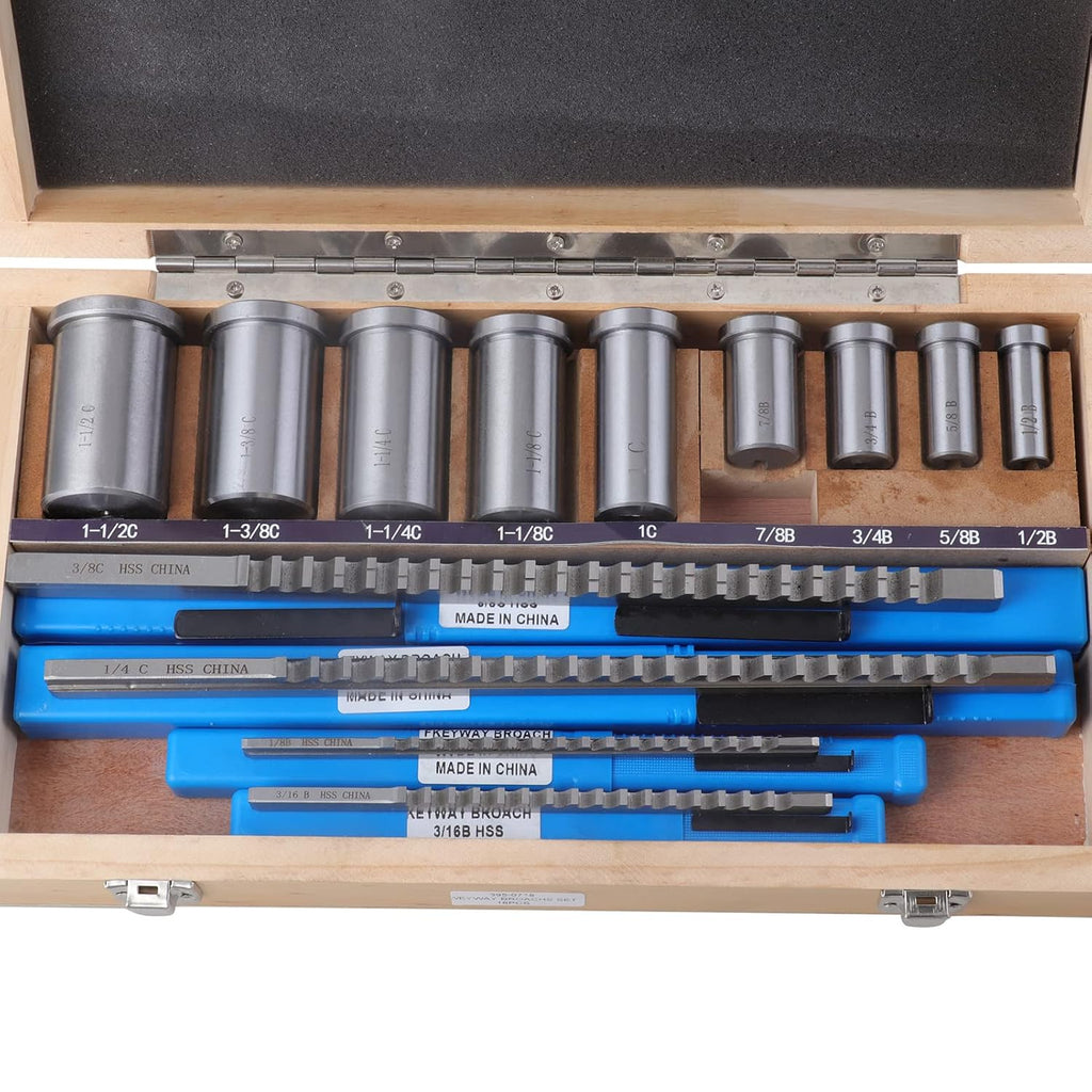 Keyway Broach Set HSS Keyway Cutting Tool for Lathe Inch Size Broaches Set (18pcs)