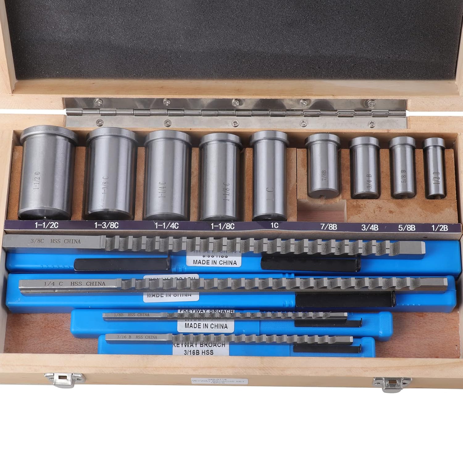 Keyway Broach Set HSS Keyway Cutting Tool for Lathe Inch Size Broaches Set (18pcs)