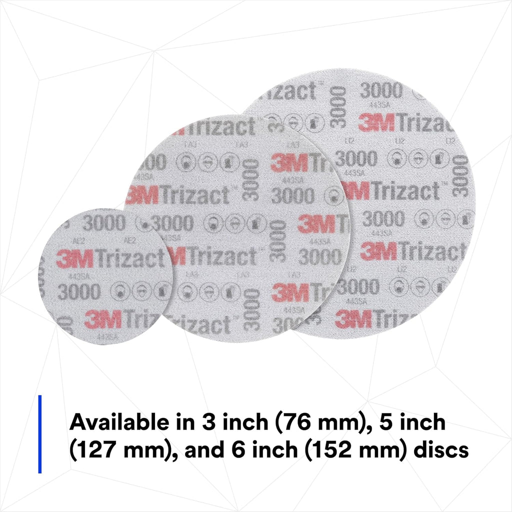 3M Trizact Hookit Foam Disc, 02085, 6 in, P3000, 15 Discs per Carton,Blue751 (Pack of 4)