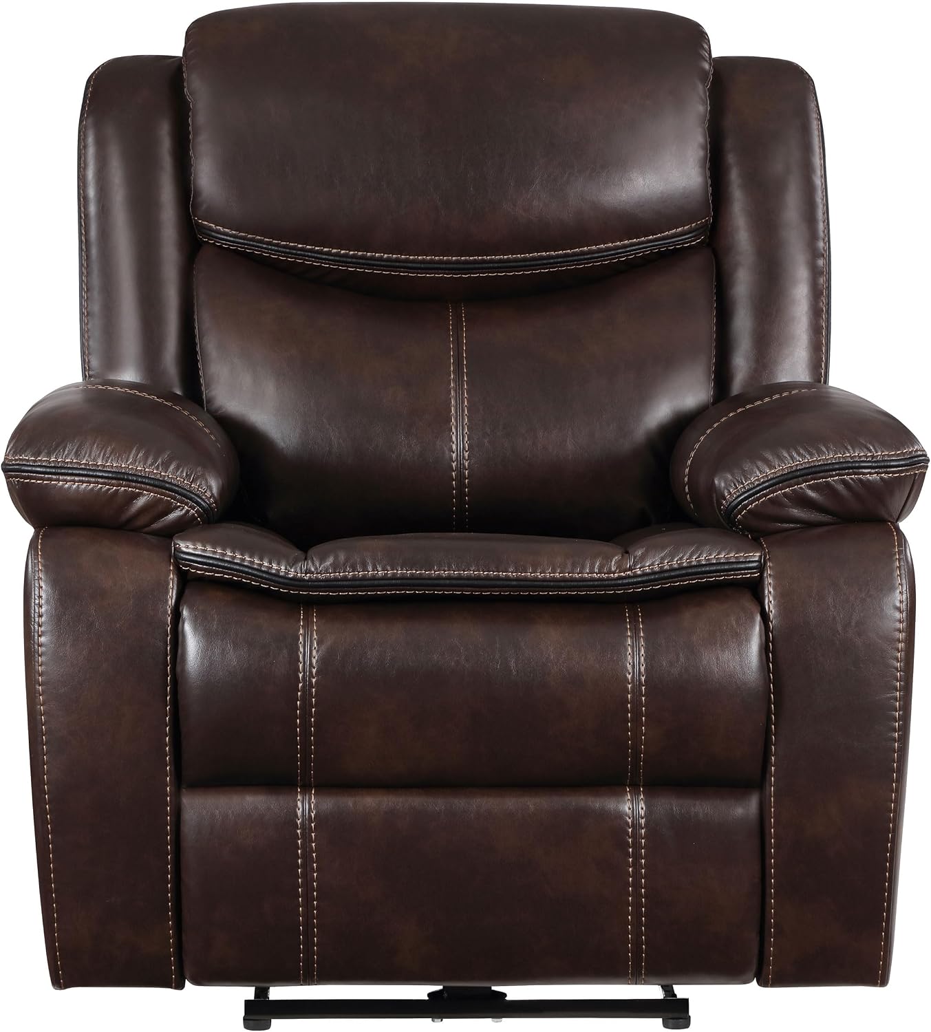 Coaster Home Furnishings - Sycamore - Faux Leather Upholstered Power Recliner Chair with Built-in USB Port, Contour Tufting and Control Panel - Living Room - Dark Brown - 610193P