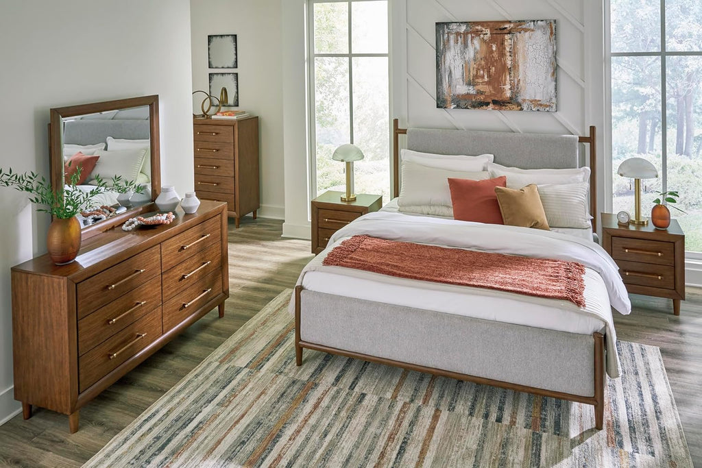 Signature Design by Ashley Lyncott Casual 5 Drawer Chest with Felt-Lined Top Drawer and Safety Stop for Bedroom, Dark Brown