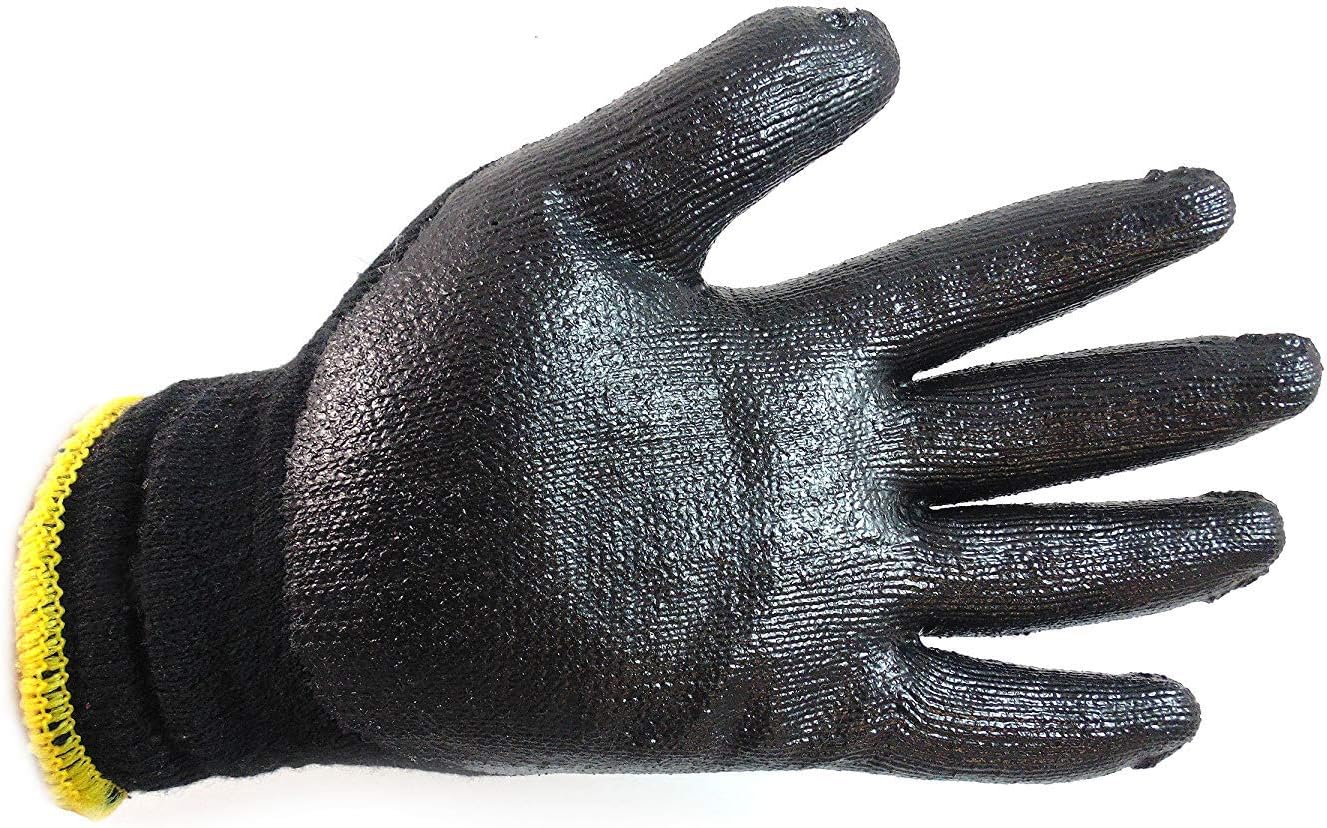 Heavy Duty Premium Knit Latex Palm Gloves, Double Dipped Coating, Black/Black (BGEBBLK,300)