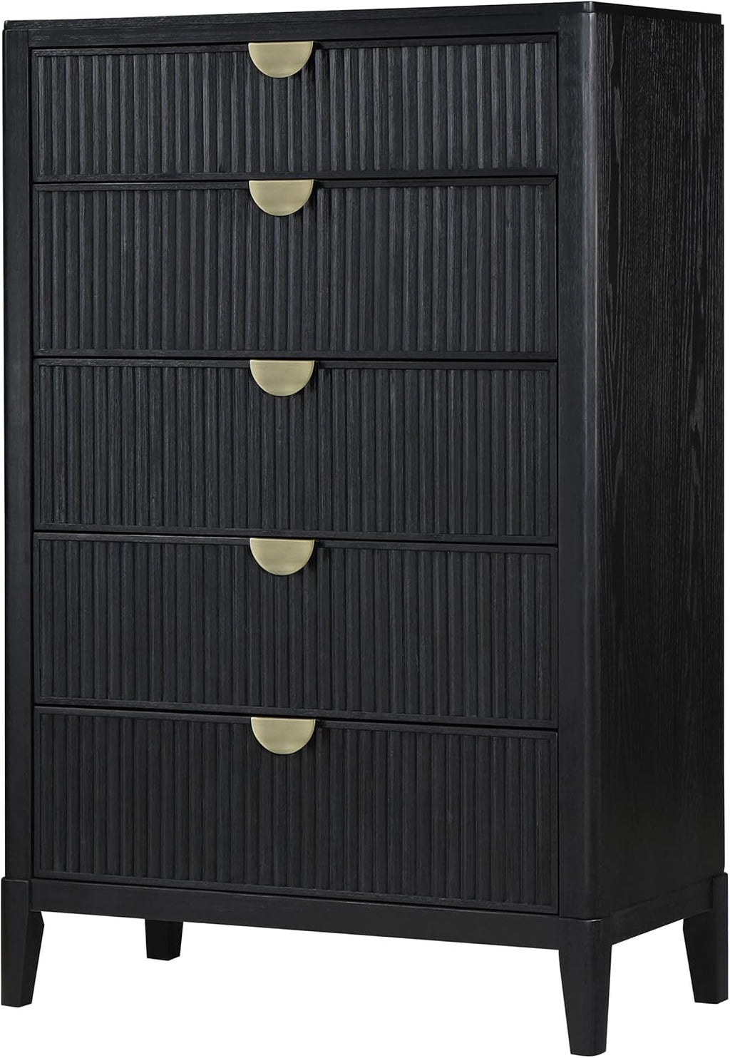 Coaster Home Furnishings - Brookmead - Wood - 5-Drawer Chest with Fluted Drawer Fronts, Half-Moon Handles, Felt Lining Top and Tapered Legs - Transitional - Bedroom - Black - 224715