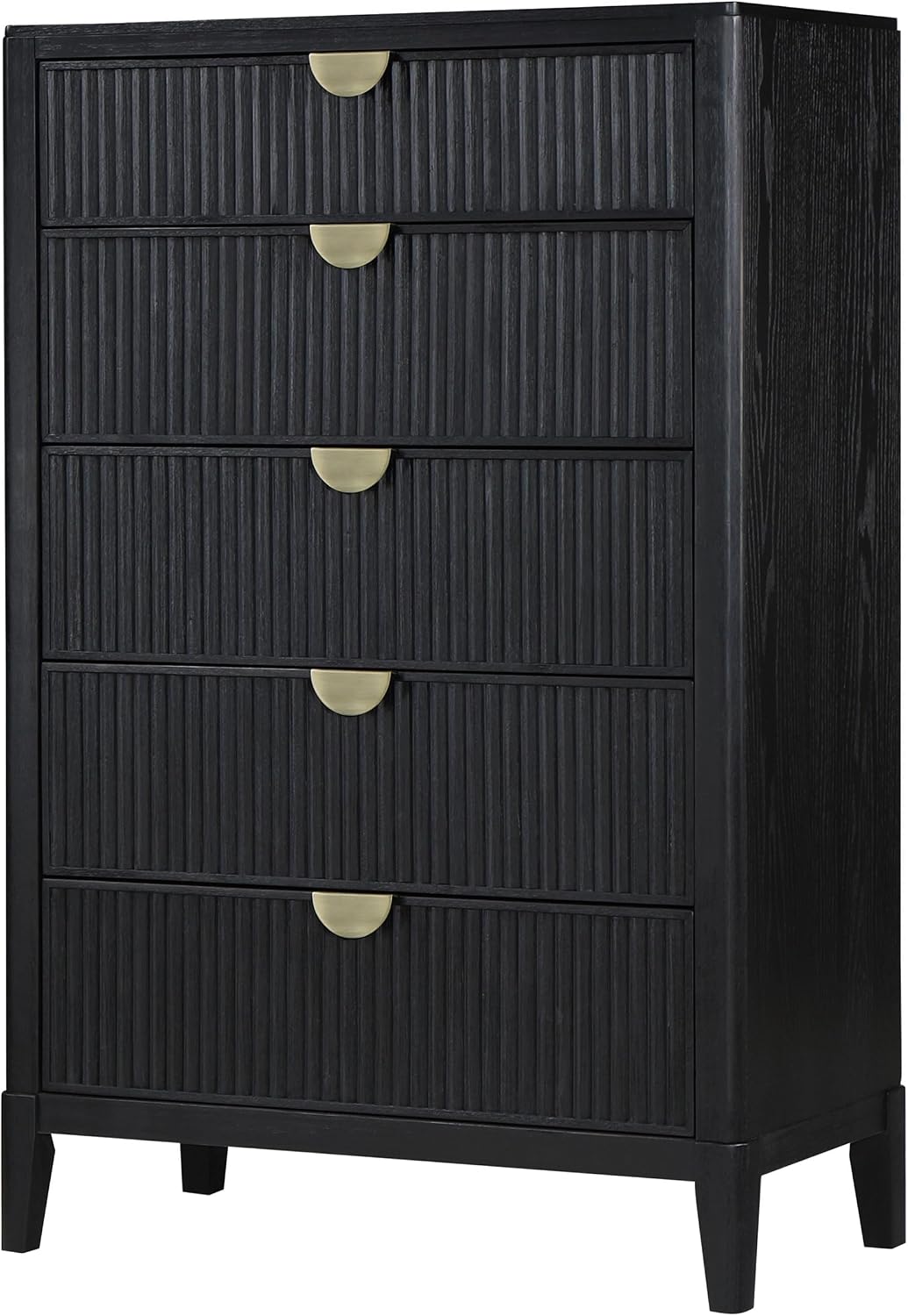 Coaster Home Furnishings - Brookmead - Wood - 5-Drawer Chest with Fluted Drawer Fronts, Half-Moon Handles, Felt Lining Top and Tapered Legs - Transitional - Bedroom - Black - 224715