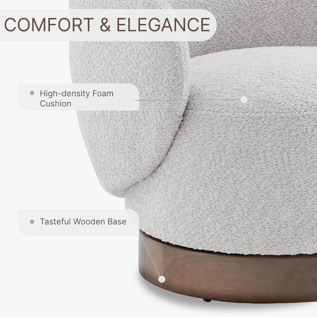 KISLOT Swivel Accent Chair Round Barrel Armchair Upholstered Performance Fabric for Living Room Bedroom Reading Waitingroom,2 PCS,Light Grey