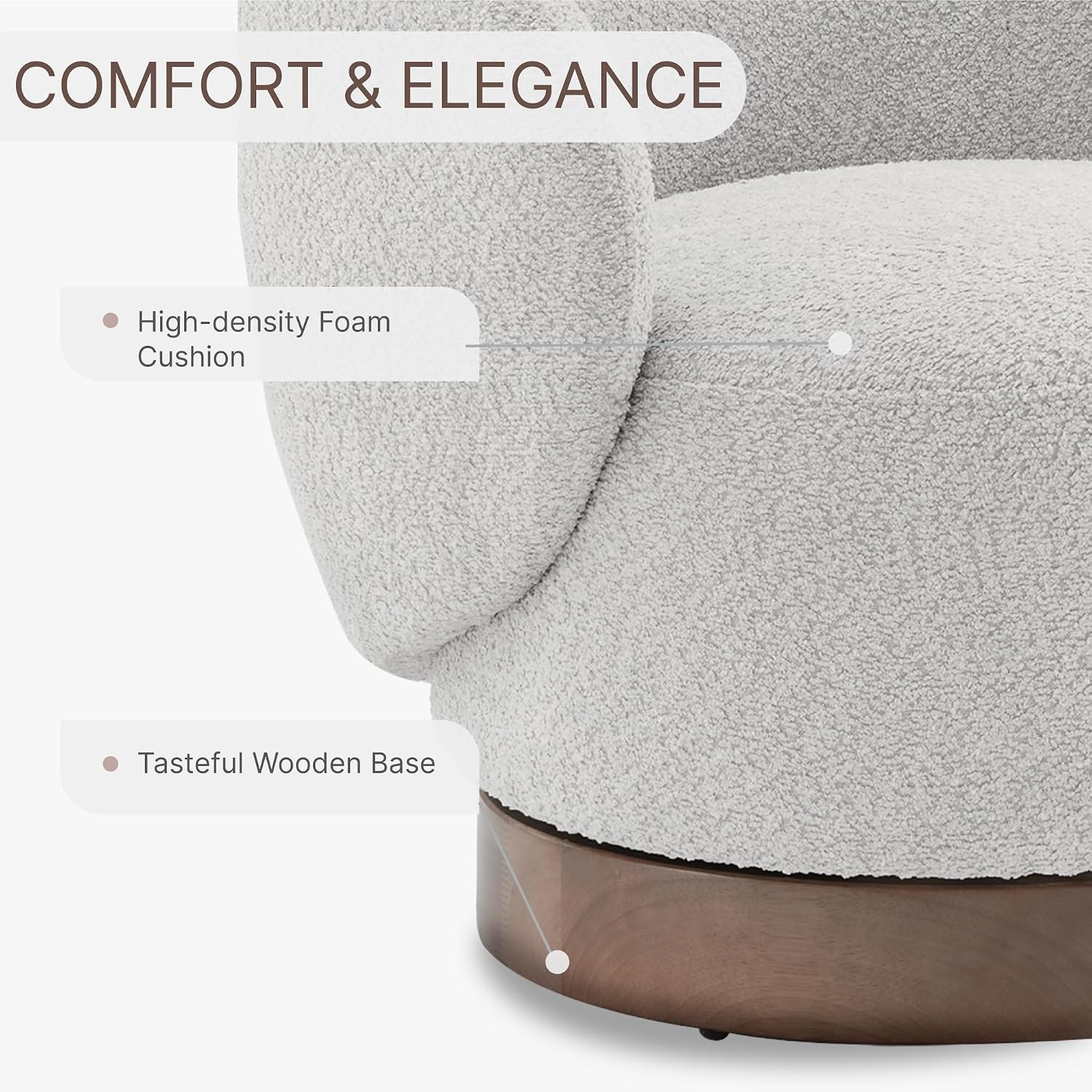 KISLOT Swivel Accent Chair Round Barrel Armchair Upholstered Performance Fabric for Living Room Bedroom Reading Waitingroom,2 PCS,Light Grey