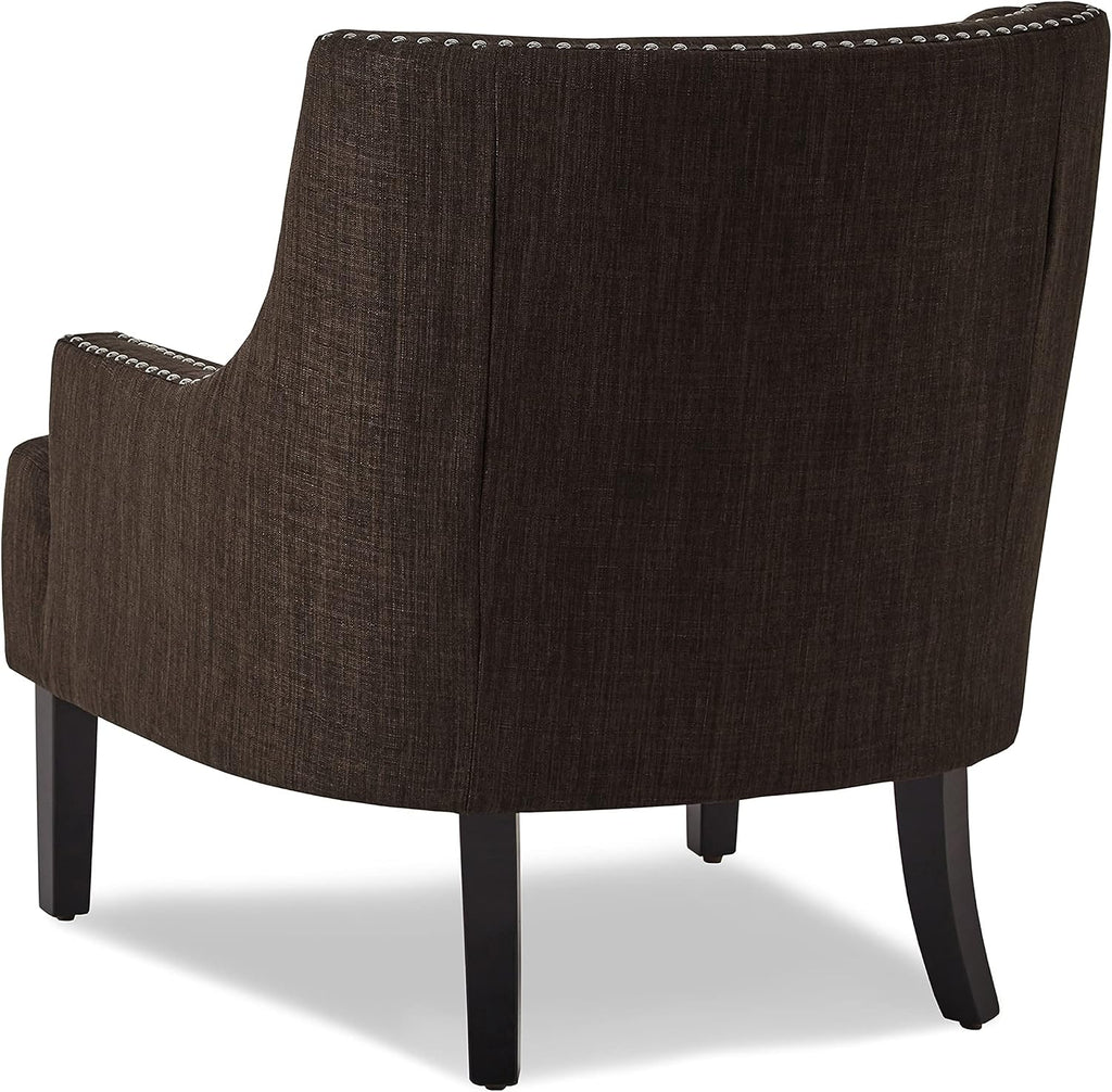 Lexicon Accent Chair Reading Chair Comfy Chair for Bedroom, Upholstered Armchair with Solid Wood Frame, Tufted Cushion Nail Head Trim, Single Sofa Chair for Living Room, Office, Chocolate Chenille