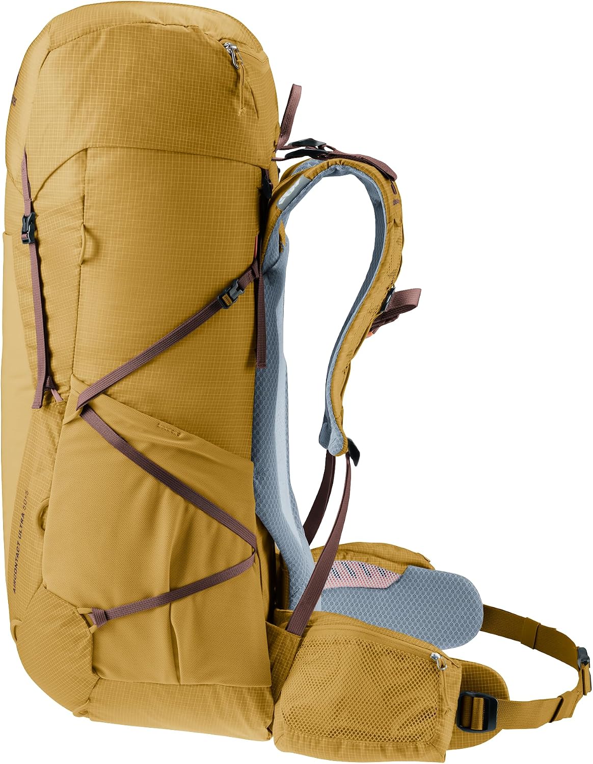 Deuter Aircontact Ultra 50 + 5L Lightweight Thru-Hiker Backpack for Backpacking & Long-Distance Hiking & Travel - Savanna-Raisin