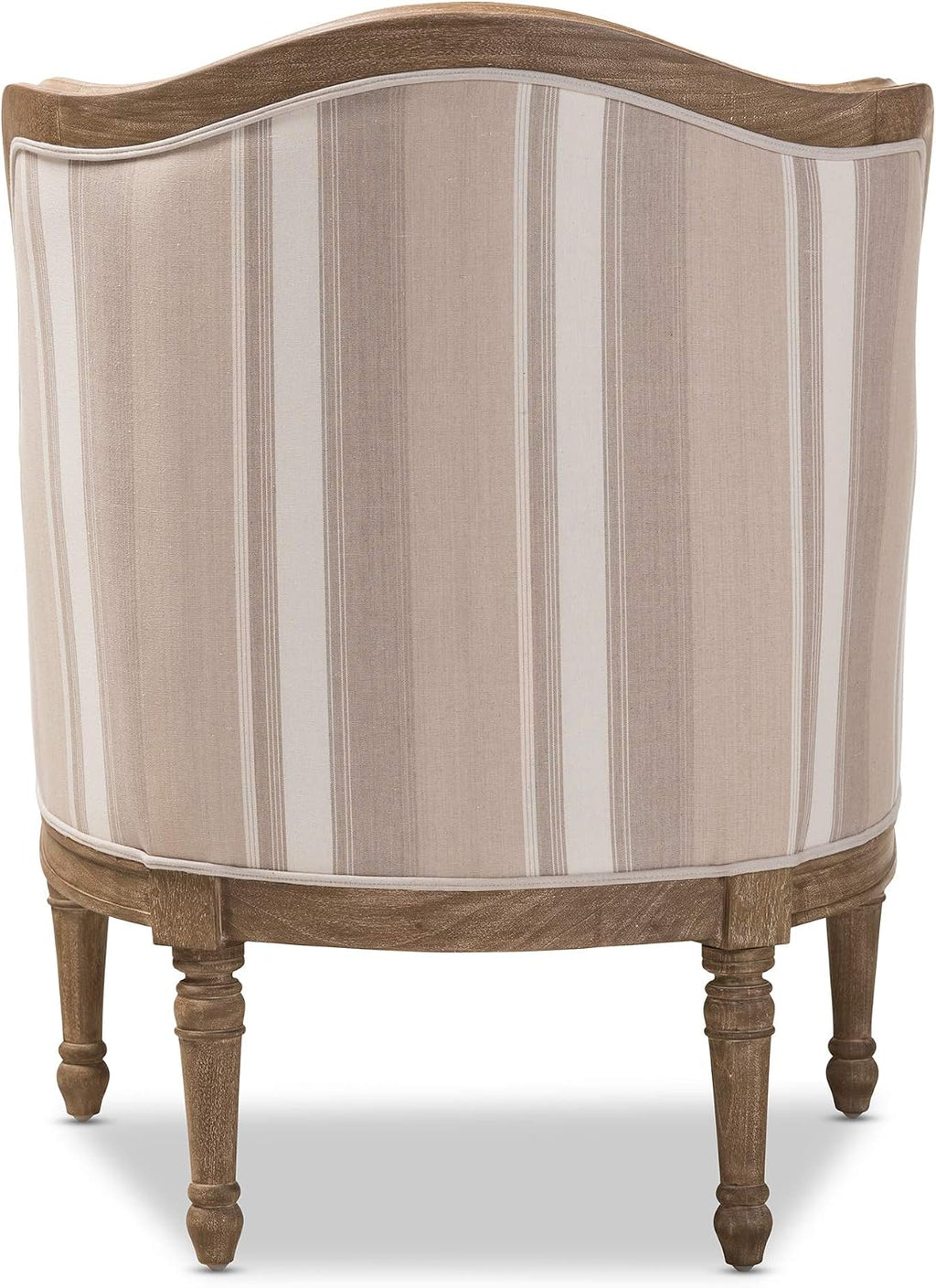 Baxton Studio Striped Charlemagne Traditional French Accent Chair, Oak Brown