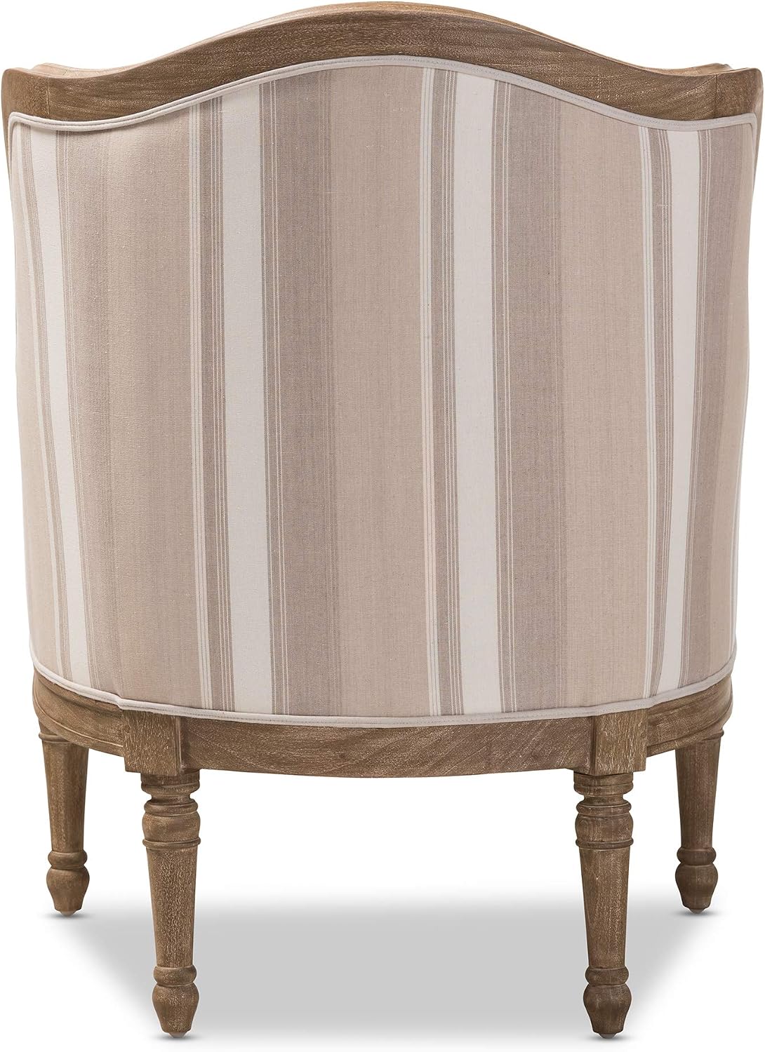Baxton Studio Striped Charlemagne Traditional French Accent Chair, Oak Brown