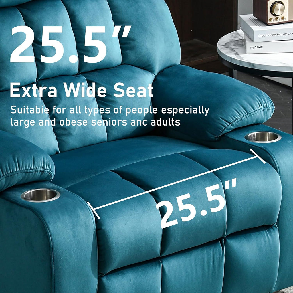 Oversized Recliner Chairs for Big and Tall 400 LBS, 25.5' Extra Wide Electric Lift Chair with Massage and Heat, Large Power Recliners for Living Room, Home Theater, Wall Hunger, Dark Green
