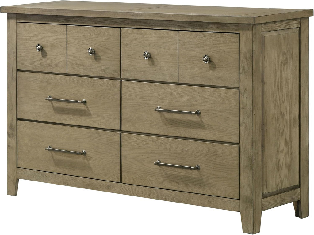 Coaster Home Furnishings - Hazlewood - Wood - 6-Drawer Dresser with Rustic Style, Antique Nickel Pulls and Oak Grain Texture - Bedroom - Vineyard Oak - 207533