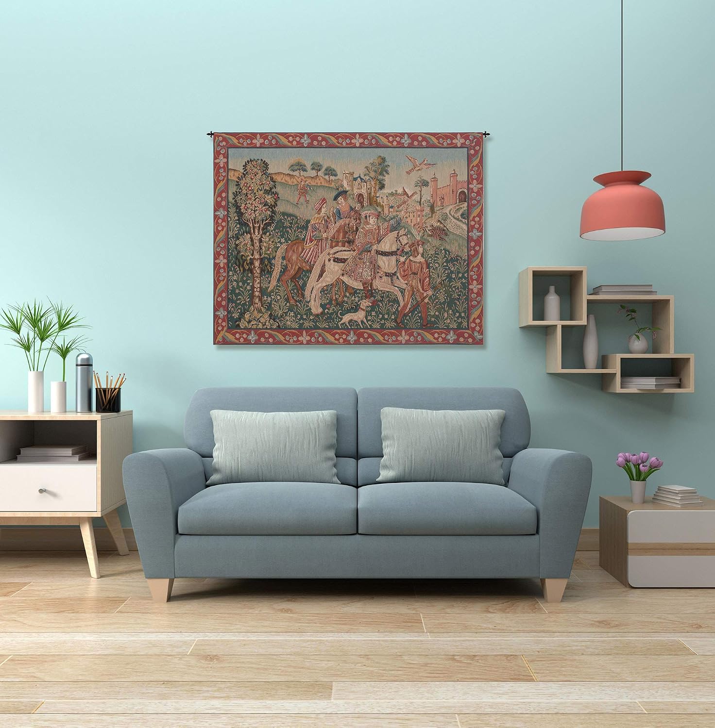 Charlotte Home Furnishings Inc. Hunt French Tapestry Wall Hanging, 25 X 32 Inch, Viscose Cotton And Polyester Blend Wall Art, Woven In France, Perfect For Home Decor And Wall Decor