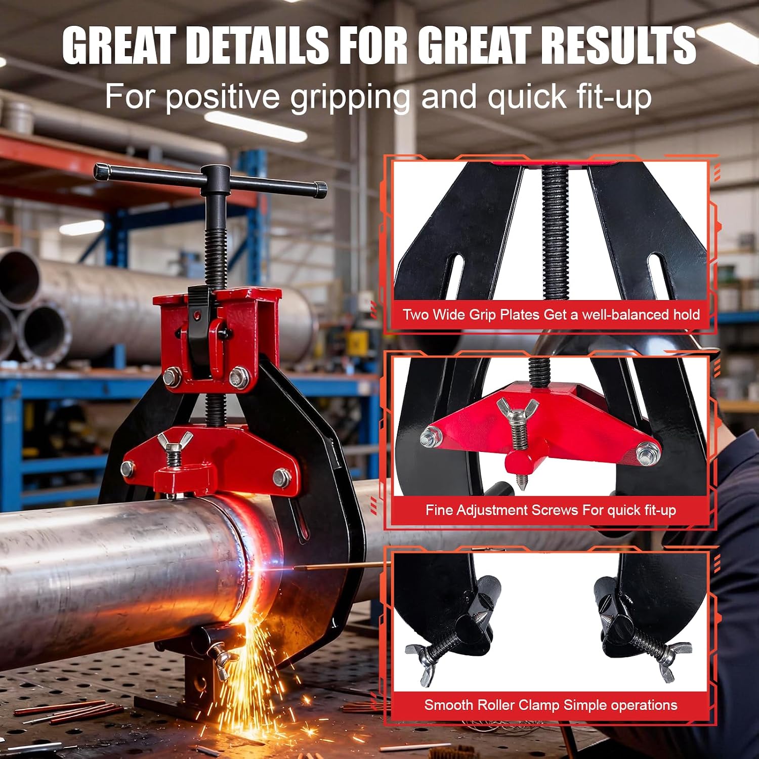 4' to 11' Heavy Duty Pipe Alignment Clamp, Professional Welding Clamp with Quick Release
