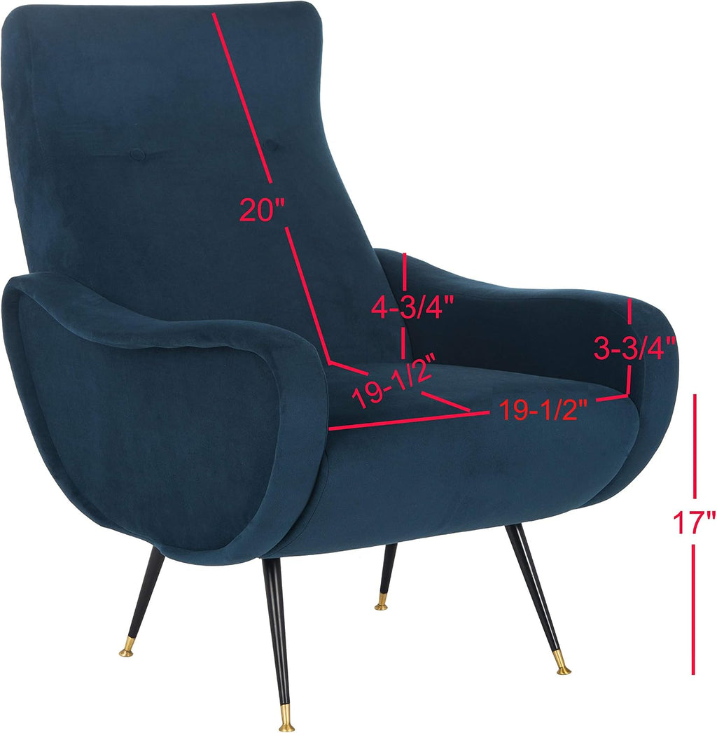 Safavieh Home Collection Elicia Retro Navy Velvet Accent Chair