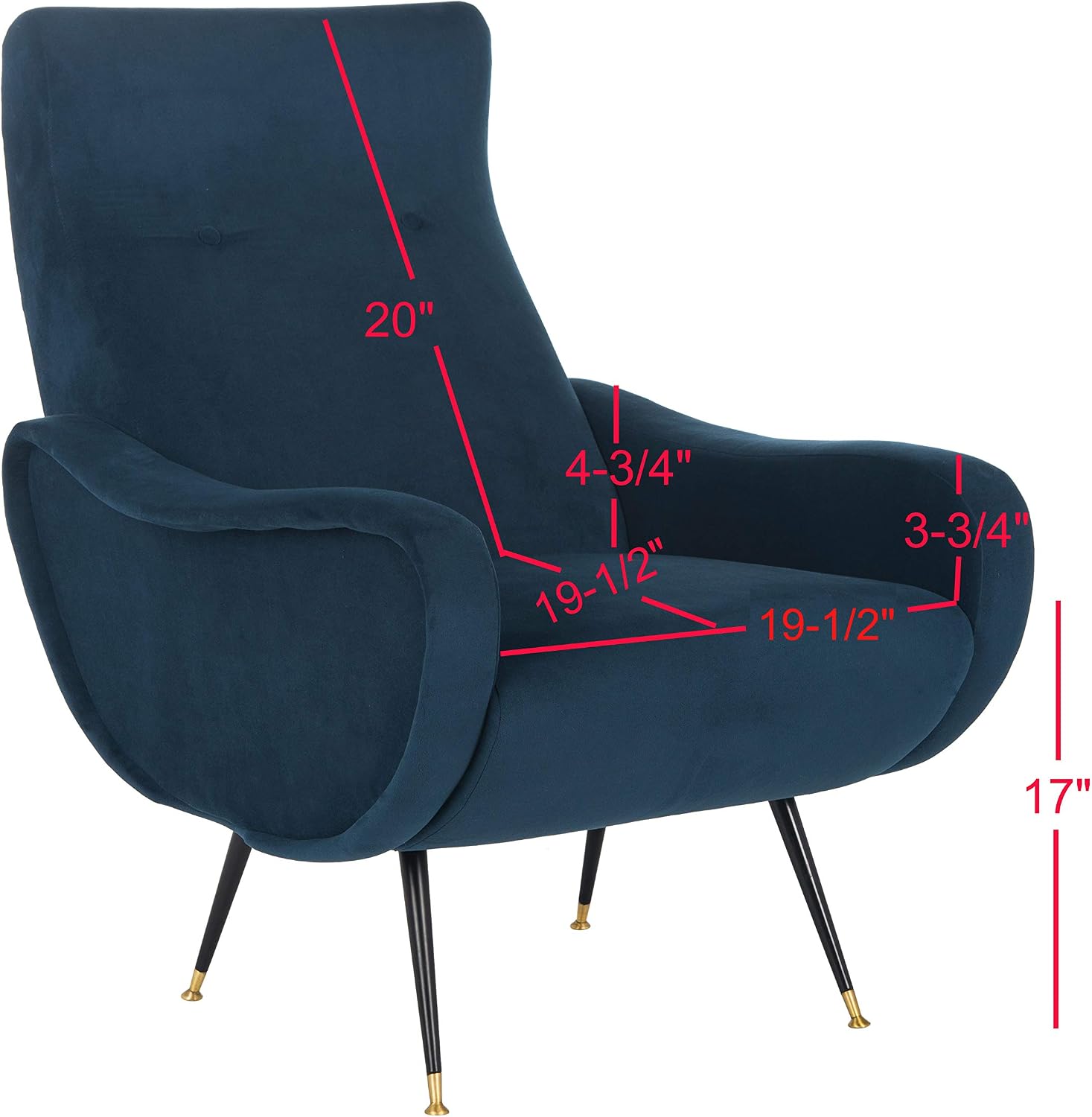 Safavieh Home Collection Elicia Retro Navy Velvet Accent Chair