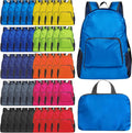 Sophproton 50 Pack Foldable Backpacks Bulk - 17 Inch Lightweight Travel Backpacks for Women & Men, Collapsible Backpack for Hiking, Gym,Homeless (10 Color Options)