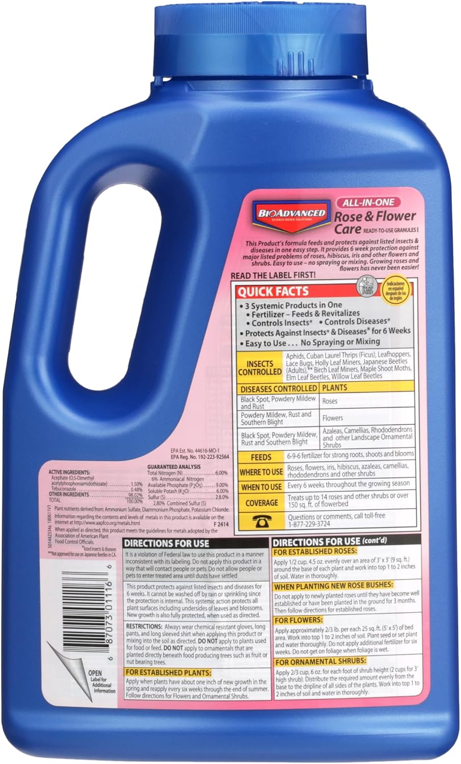 BioAdvanced All-in-One Rose and Flower Care I, Granules, 4 lb (Pack of 6)