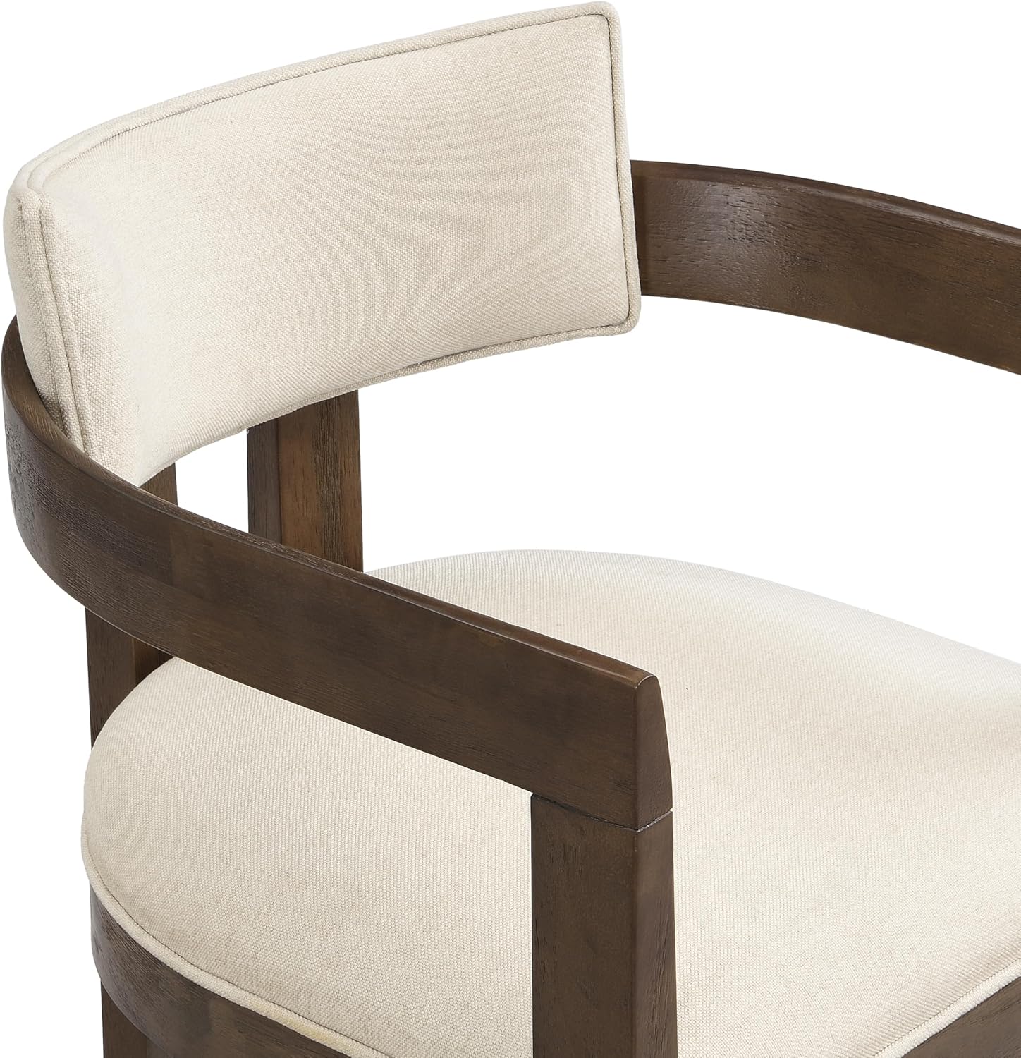 Christopher Knight Home Falcon Fabric Upholstered Dining Chairs Set of 2, Modern Wooden Dining Armchair, Curved Backrest Kitchen Side Chair, Living Room Accent Chair for Extra Seat, Walnut+Beige