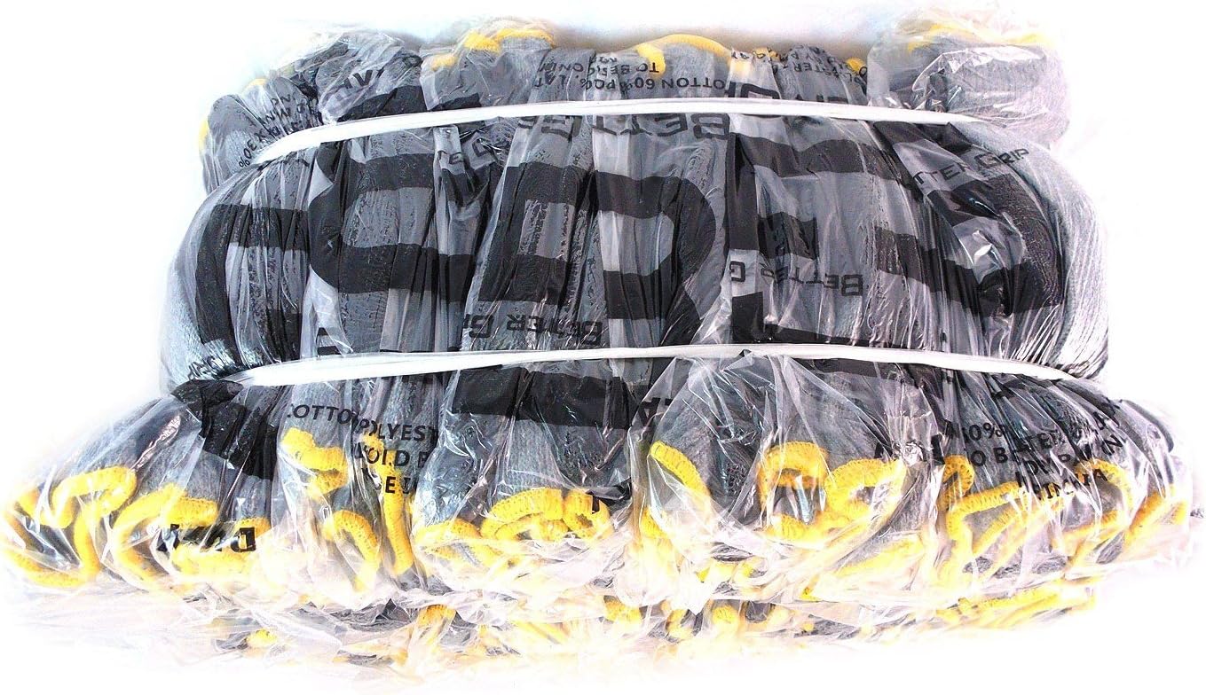Heavy Duty Premium Knit Latex Palm Gloves, Double Dipped Coating, Black/Black (BGEBBLK,300)