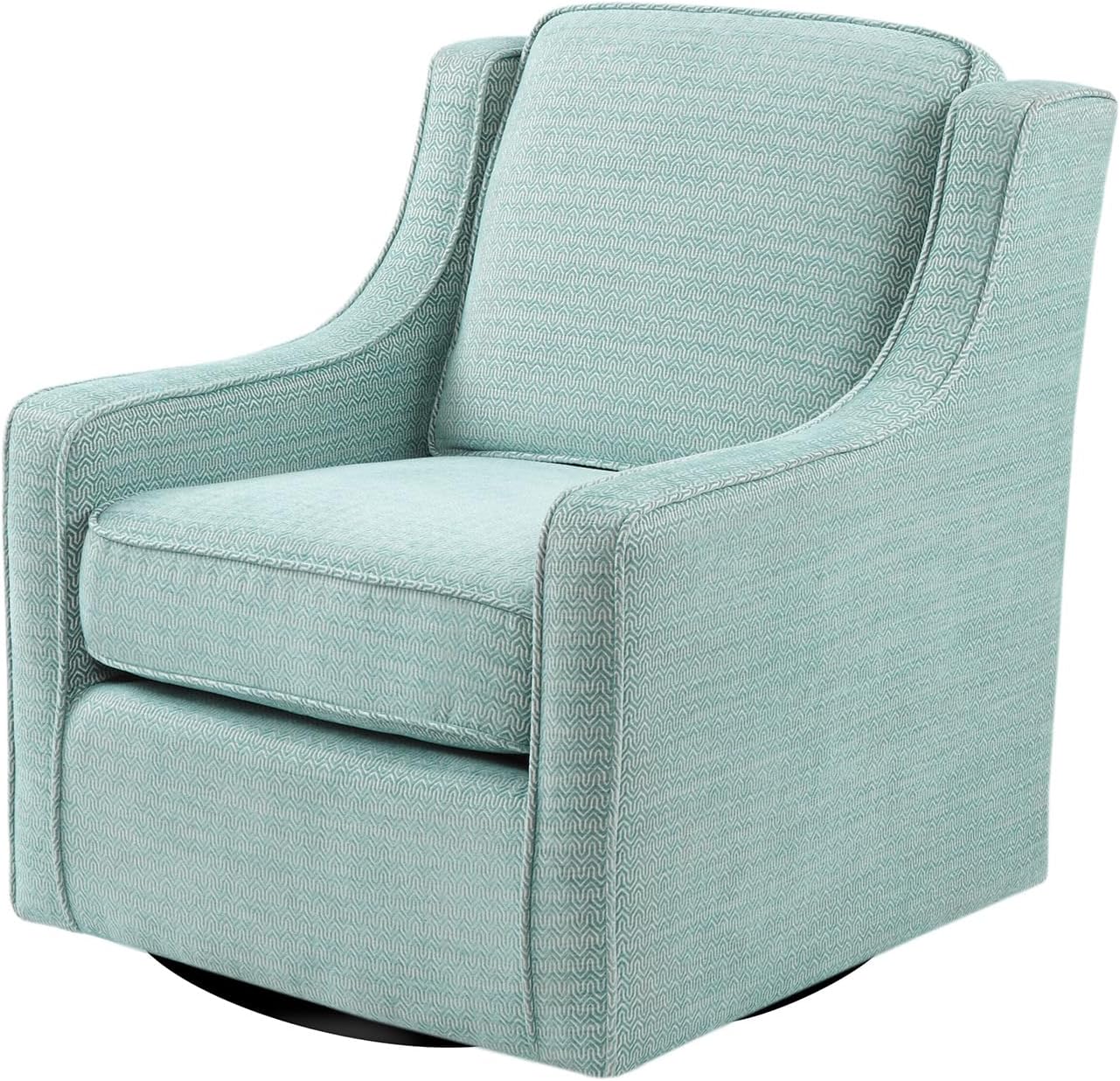 Madison Park Harris Swivel Chair - Solid Wood, Plywood, Metal Base Accent Armchair Modern Classic Style Family Room Sofa Furniture, 28.5' Wide, Dusty Aqua