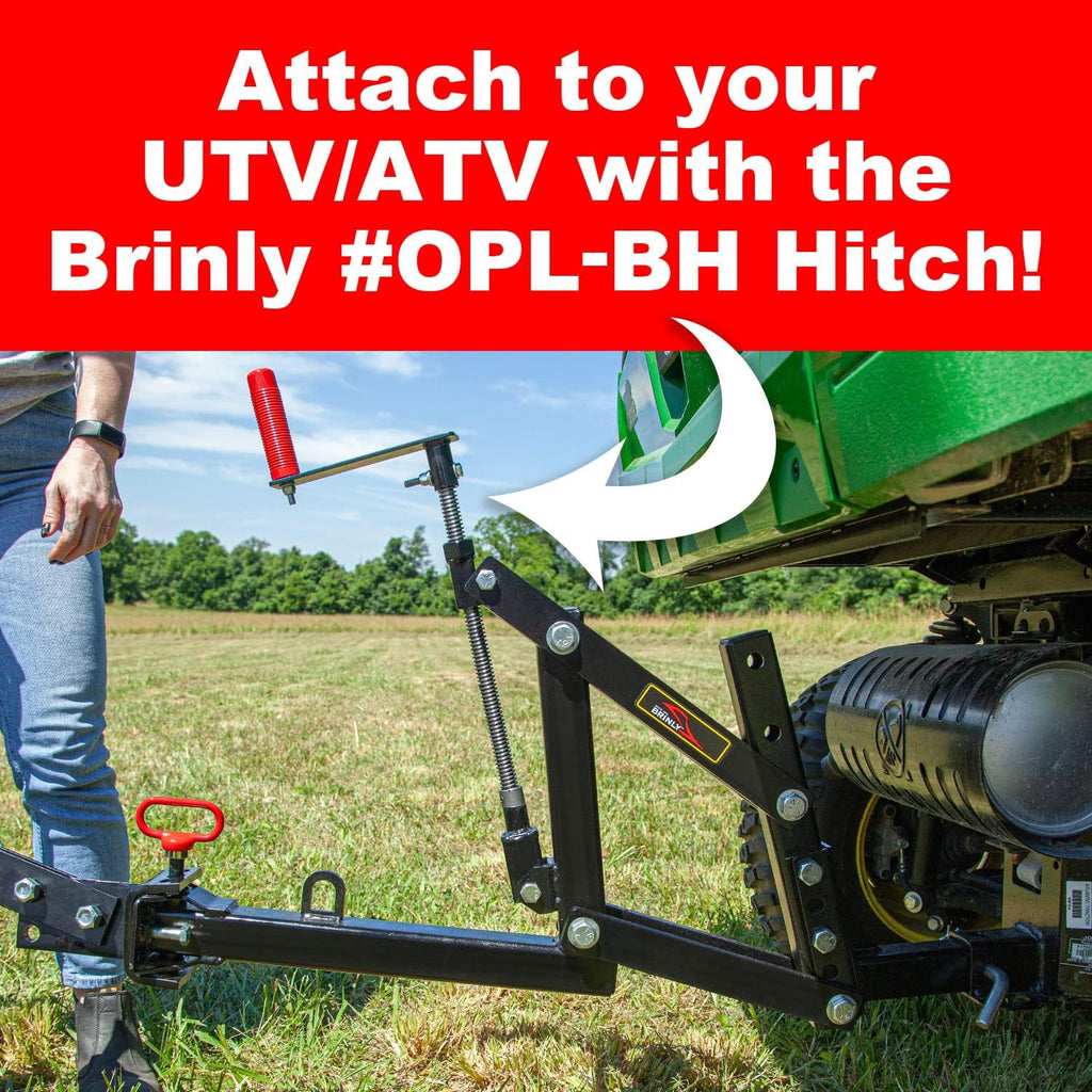 Brinly Sleeve Hitch Adjustable Tow Behind Cultivator, 18' by 40', Hammered Black