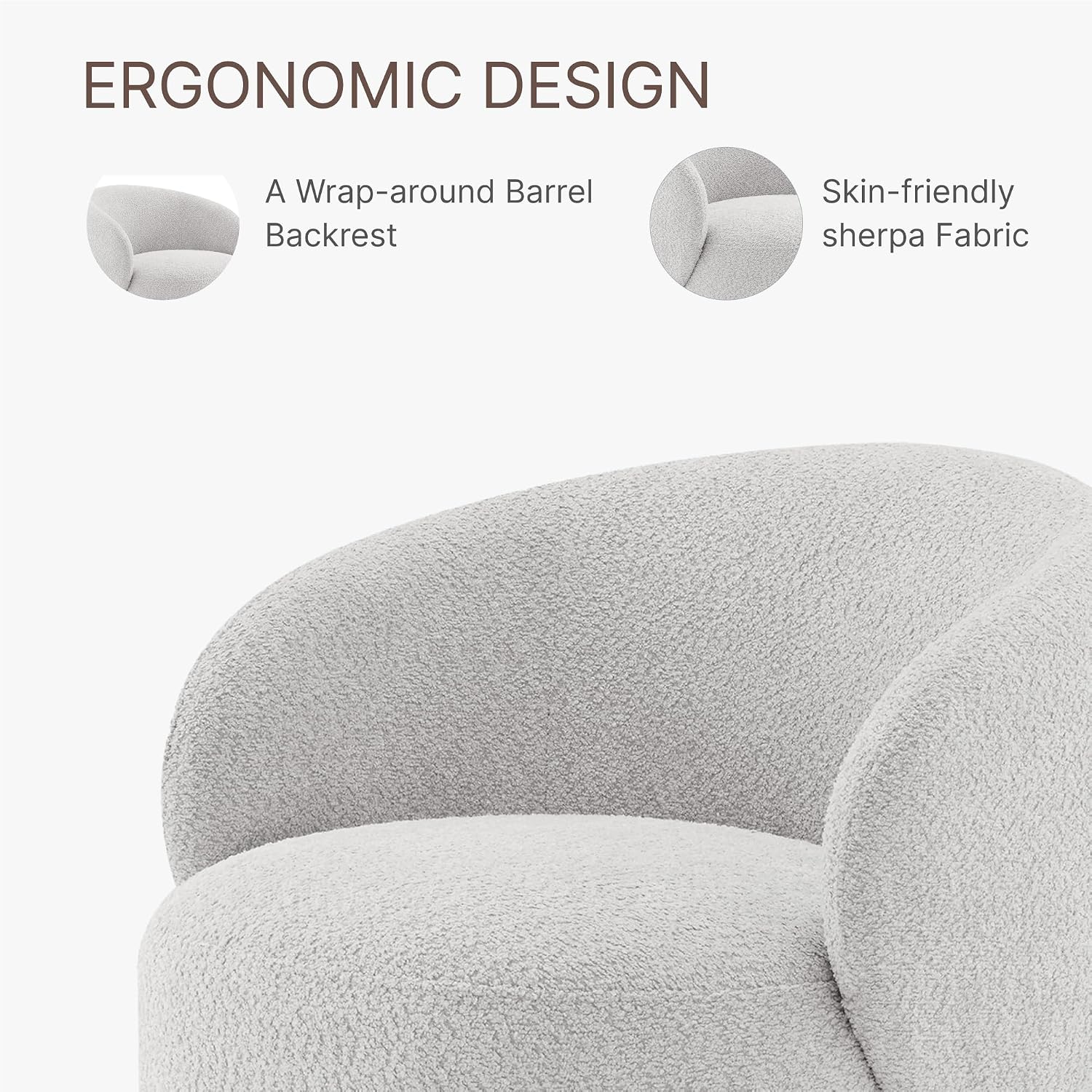KISLOT Swivel Accent Chair Round Barrel Armchair Upholstered Performance Fabric for Living Room Bedroom Reading Waitingroom,2 PCS,Light Grey