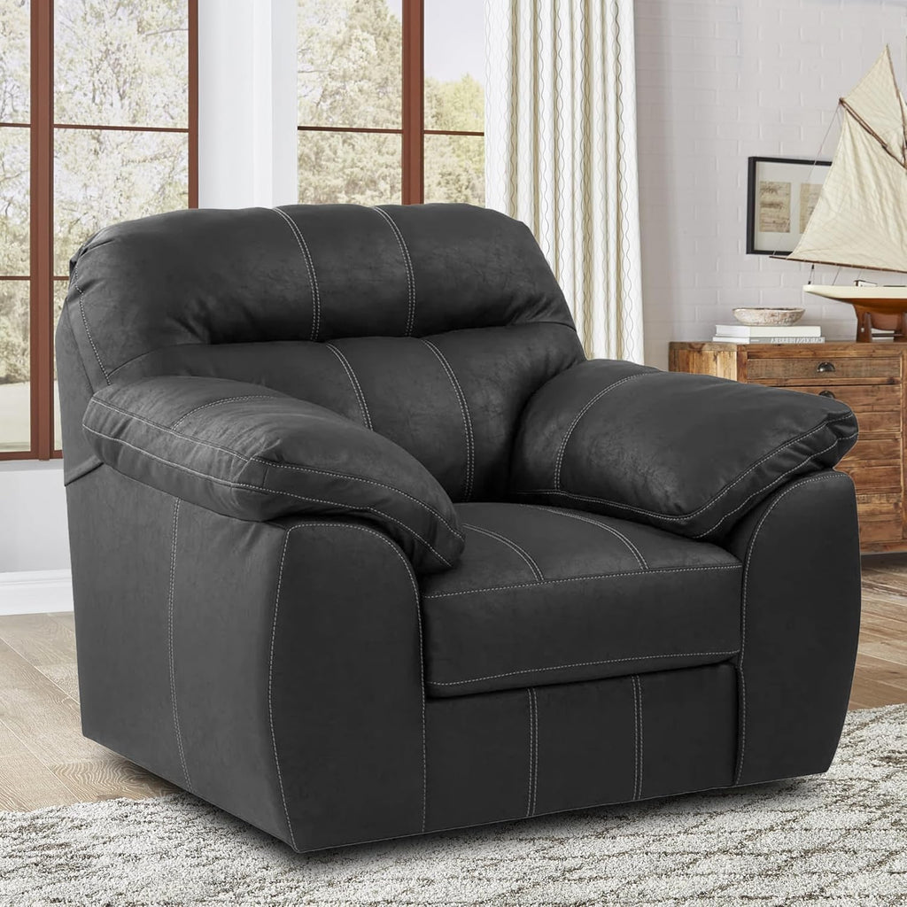 American Furniture Classics Rocker Recliner Chair in Black Faux Leather