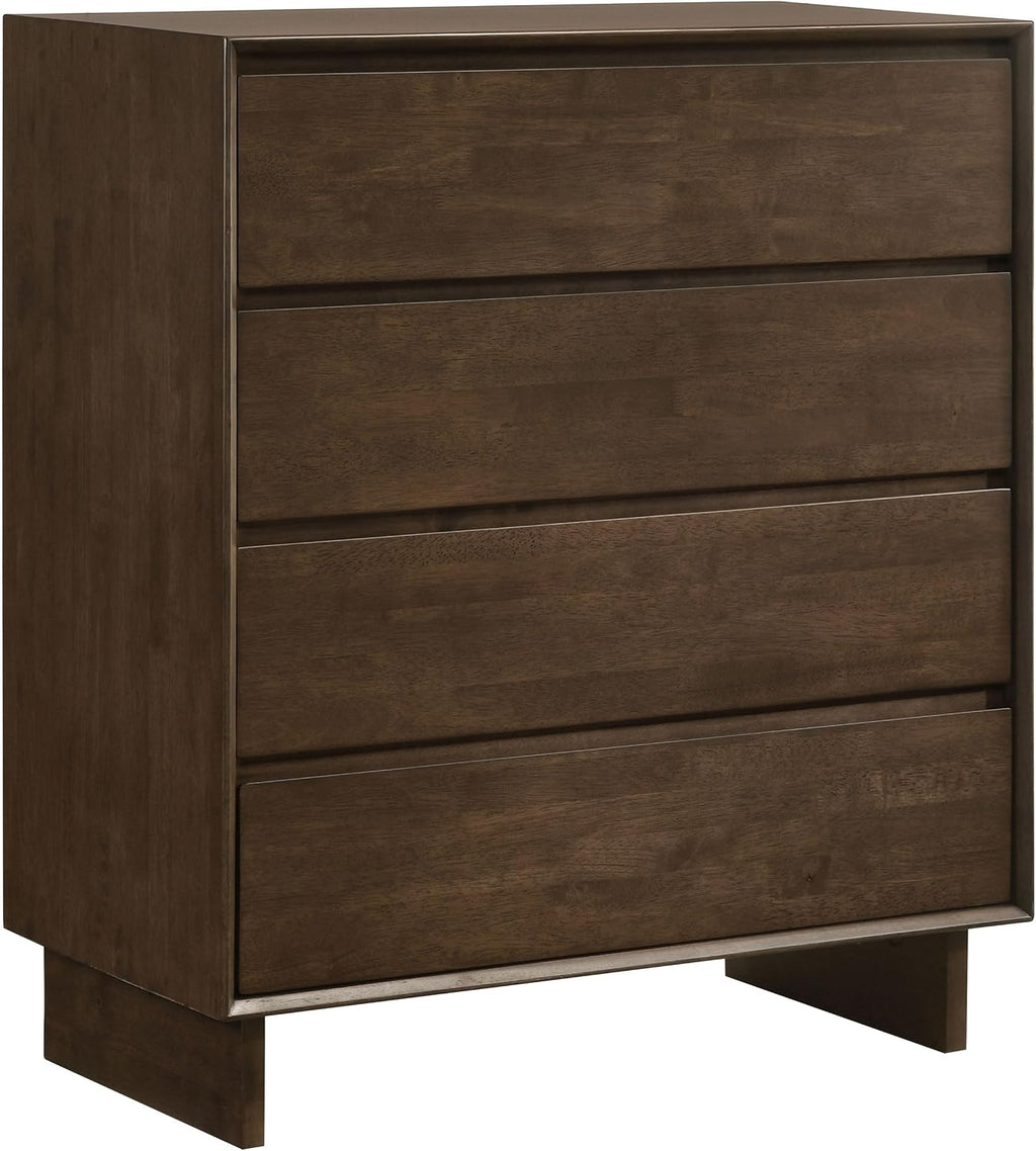 Coaster Home Furnishings - Glenwood - Wood - 4-Drawer Chest of Drawers with Mitered Trim, Felt-Lined Top and Fingertip Pulls - Transitional - Bedroom - Warm Brown - 225015
