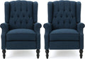 Christopher Knight Home Earlean Fabric Recliner (Set of 2), Navy Blue, Dark Brown