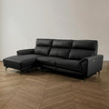 Furniture of America Belon Modern Leather Sectional Recliner with Chaise and USB Ports, Reclining Sofa, L Shaped Comfy Couches for Living Room, Home Theater, Left Facing, Black