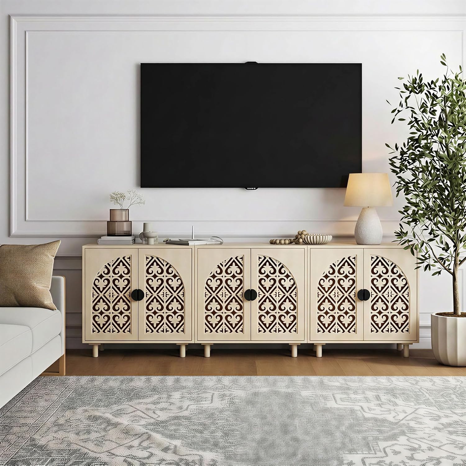 Decorative Storage Cabinet, Sideboard with Magnetic Latch, Adjustable Shelf, 29.8 x 15.7 x 31.5 Inches (2 Piece)