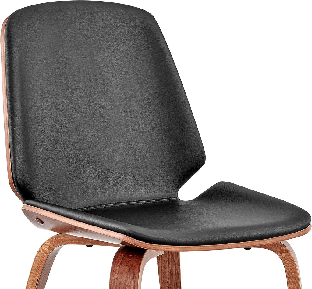 Armen Living Brinley Faux Leather Wood Dining Room Accent Chair, Black/Walnut 19 x 33 x 22