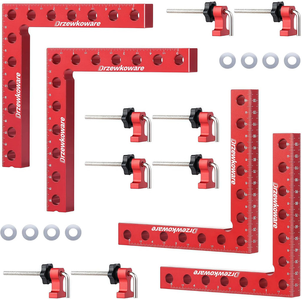 Corner Clamps for Woodworking Drzewkoware 90 Degree Square Clamps 4 Pack 5.5'x 5.5'Aluminum L Type Positioning Clamping Squares Carpenter Tools