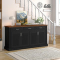 RiteSune Buffet Cabinet with Storage, 63' Modern Farmhouse Coffee Bar Cabinets with 3 Drawers and 4 Doors, Black Sideboard Buffet Cabinet, Wood Buffet Storage Table for Kitchen, Dining Room (Black)